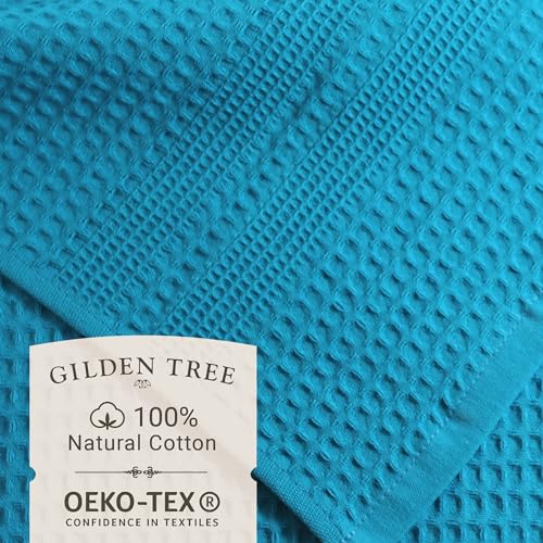 GILDEN TREE Waffle Bath Sheet Large Bath Towels Quick Dry Thin Body Towels, 40x80 Oversized Bath Towels for Adults, 2 Pack Bath Sheet Set, Classic Style (Aqua)