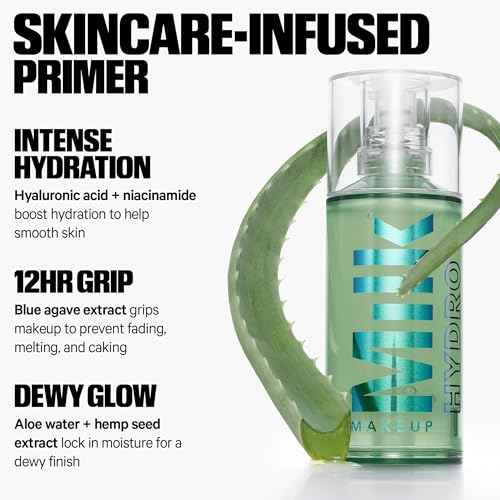 Milk Makeup Hydro Grip Primer with Hyaluronic Acid + Niacinamide ? Hydrating Face Primer Grips Makeup for Up to 12 Hours ? Silicone-Free, Lightweight Gel with Dewy Finish