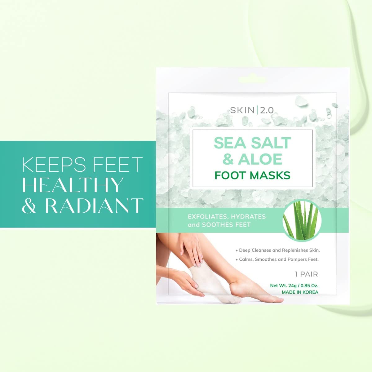 Sea Salt & Aloe Foot Masks - Soothing Cracked Heel Treatment | Exfoliating Hydration - 3 Pairs