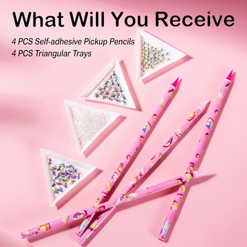 17Pcs Rhinestone Picker Tool Kit, Self-Adhesive Wax Pencil for Rhinestones and Diamond Painting, Jewel Picker Tool Dotting Tools for Nail Art, Little Nail Gem Tool with 8 Rhinestone Tray Nail Tweezers
