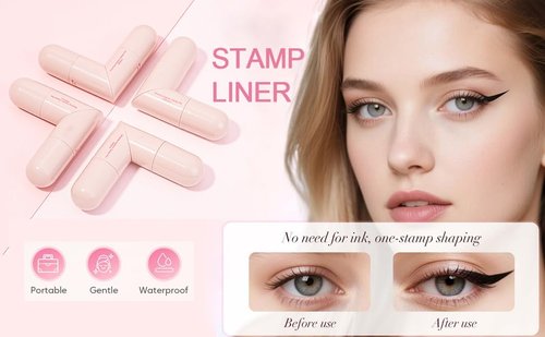 Rotating Eyeliner Stamp Pen - Dual-Ended Winged Eyeliner for Perfect Cat Eye | Waterproof & Quick Dry (Black + Brown)
