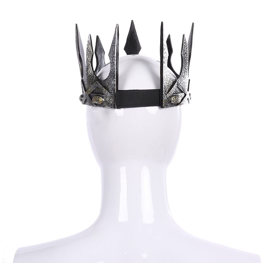 BooW Adult Medieval King Antique Crown Mens Royal Imperial Costume Headwear Halloween Fancy Dress Accessories (Antique Crown B-Silver)