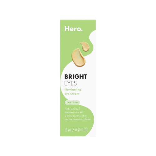 HERO COSMETICS Bright Eyes Illuminating Eye Cream - Reduces Dark Circles with Cooling Stainless Steel Tip (0.5 fl oz)
