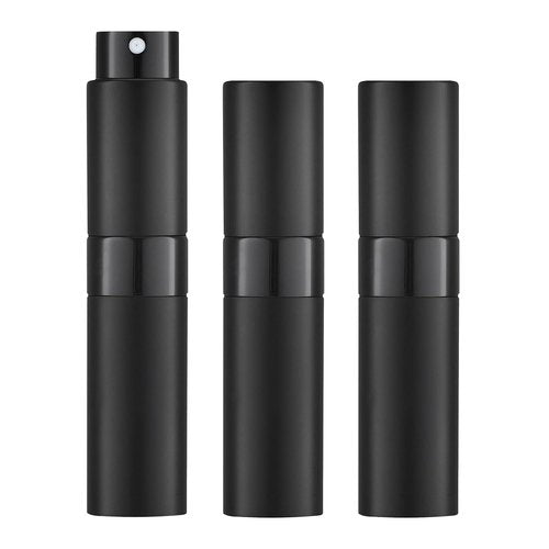 LISAPACK 8ML Travel Atomizer Perfume Spray Bottle - Portable Cologne Dispenser (3 PCS) | Black