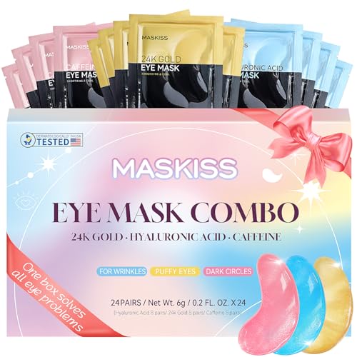 Maskiss Under Eye Patches (15 Pairs), Easter Gifts for Women, 3 Colors Eye Masks Gift Set for Dark Circles Puffy Eyes, Undereye Bags and Wrinkles, Vegan Skin Care Gifts for Teen Girls