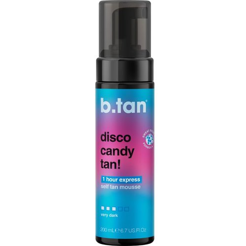 b.tan Dark Self Tanner Mousse - Disco Candy Tan | 1-Hour Express Sunless Tanning Foam, Vegan & Sweat-Proof, 6.7 Fl Oz