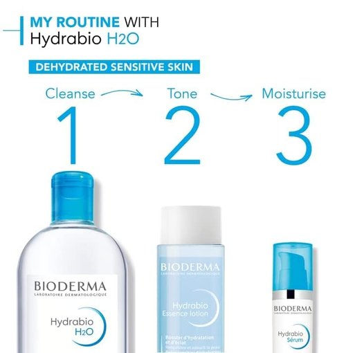 Bioderma - Hydrabio H2O Micellar Water - Gentle Face Cleanser & Makeup Remover for Sensitive Skin