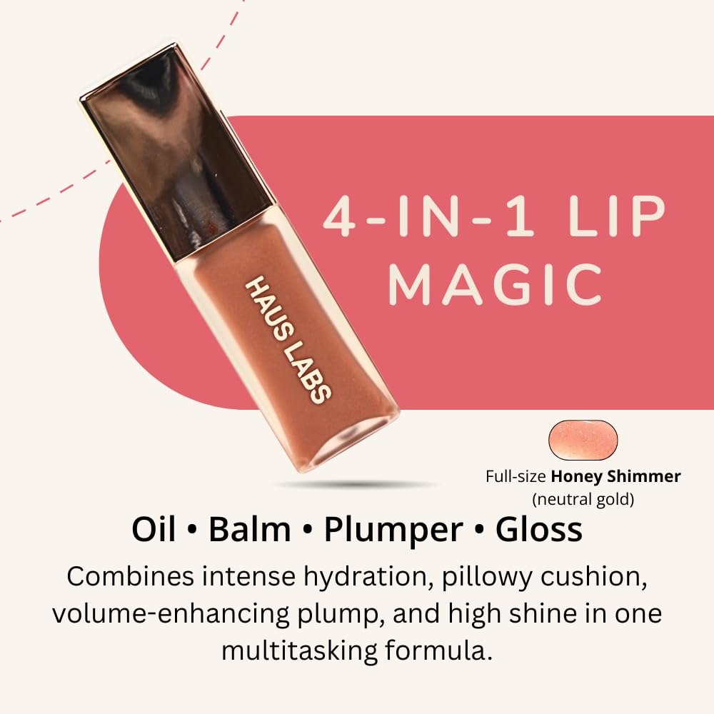Haus Labs PHD Hybrid Plumping Lip Glaze Duo - Honey Shimmer Full Size & Persimmon Mini