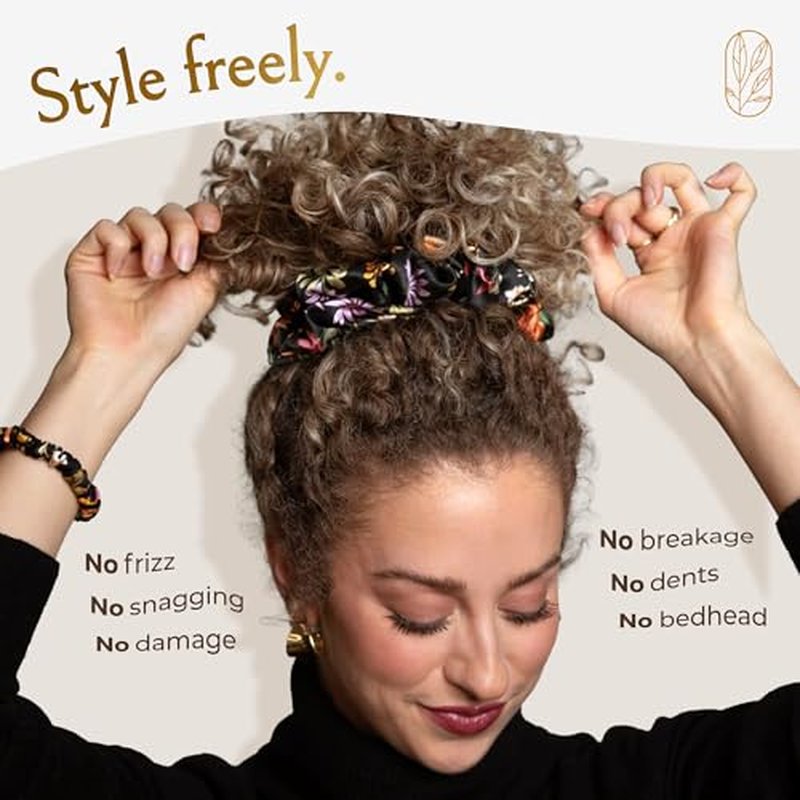 Silk Scrunchies for Women Ponytail Holders – Oversized Mulberry Silk Scrunchies – Extra Large No Damage Hair Ties for Curly, Thick, and Thin - Hair Accessories for Women – Amethyst, XL By Curlfriend