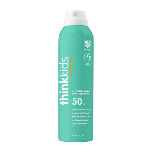 Thinksport Kids Sunscreen Spray - SPF 50 Mineral Protection | 6 Fl Oz Water-Resistant Formula
