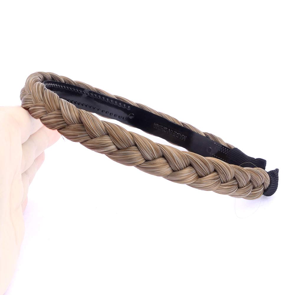 Gledola Braided Headband With Teeth Braids Hairband With Tooth Synthetic Hair Band Plaited Hairband For Women (Caramel Brown)