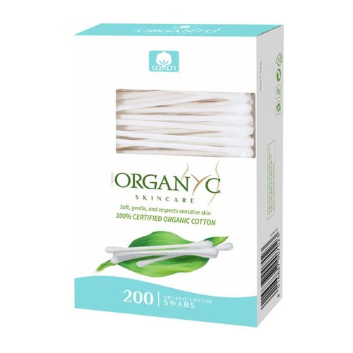 Organyc Organic Cotton Swabs - 100% Certified, No Man-Made Materials, 200 Count, White