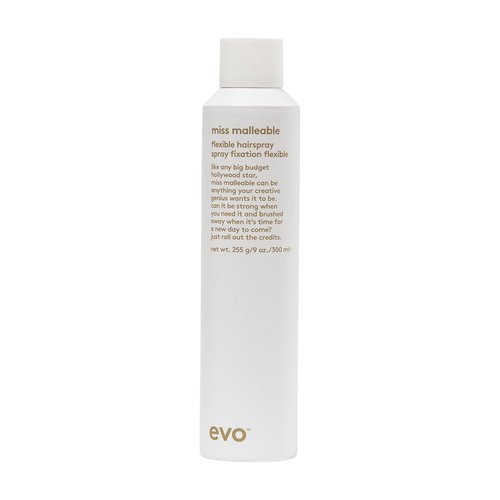 EVO Miss Malleable Flexible Hairspray - Strong Hold Hairspray, Malleable For Long Lasting Style, Shape Control & Brushable Finish - 9.0oz