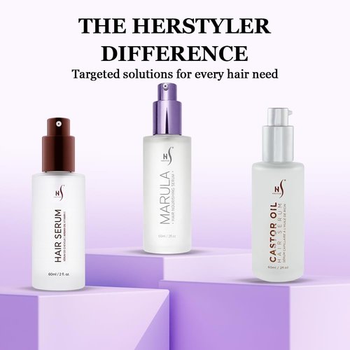 HerStyler Marula Oil Hair Serum - Anti-Frizz Solution for Dry, Damaged Hair - Boosts Shine & Smoothness - 2 Fl Oz
