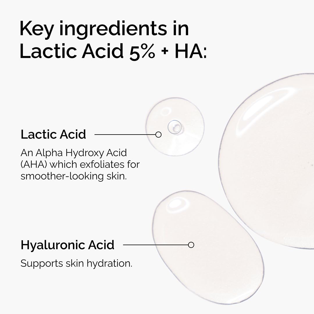 The Ordinary Lactic Acid 5% Exfoliating Serum - Hydrating Formula for Smoother Skin, 30ml