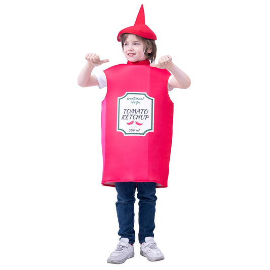 PGOND Ketchup Costume for Kids Halloween Costume Red 4-6Y