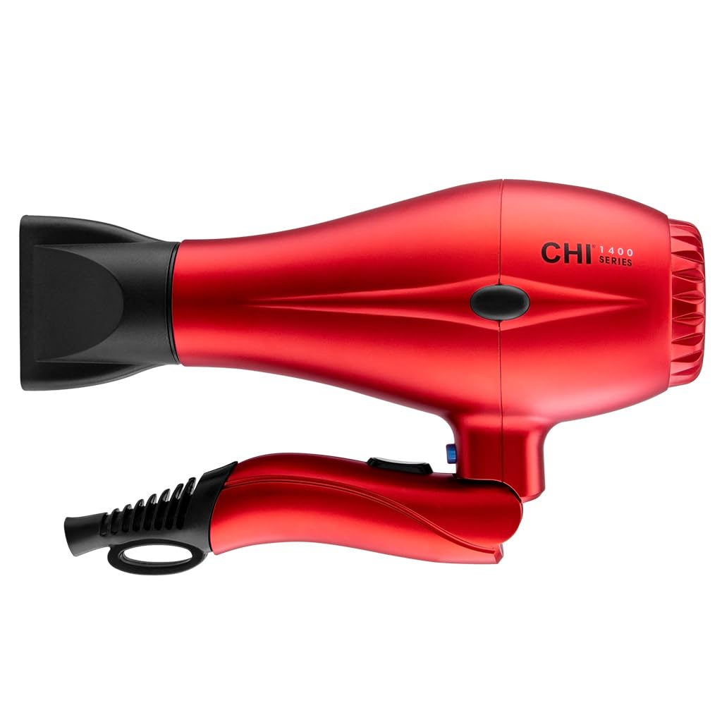 CHI 1400 Series Compact Hair Dryer - Powerful, Lightweight & Quick-Drying for Shiny, Frizz-Free Hair | Red