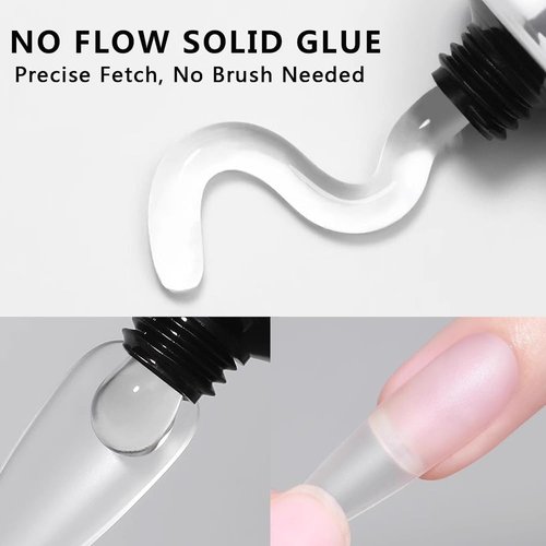 SUTOKAKA Solid Nail Glue Gel for Soft Gel Nail Tips, 20g Super Strong Nail Glue for Acrylic Nails Extension Press On Nails Fake Nails, Lamp Curing Needed Soak Off Nail Art Salon DIY at Home