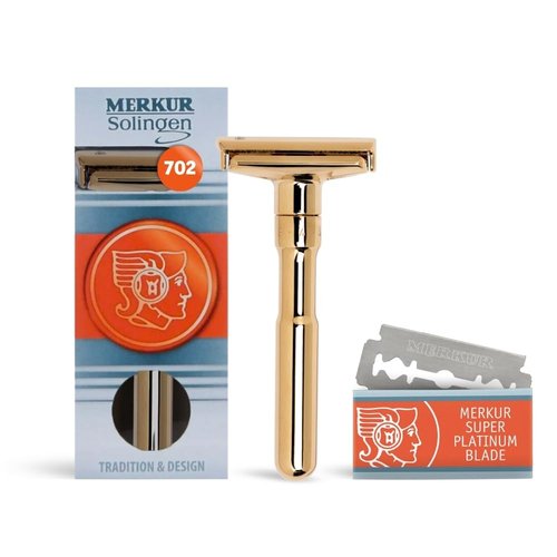 Merkur Futur 702 Adjustable Double Edge Safety Razor - Bright Gold, Eco-Friendly Design, Made in Germany