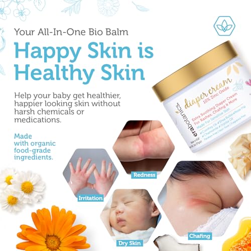 Era Organics Diaper Rash Cream For Baby - Extra Soothing and Moisturizing with Zinc Oxide, Organic Aloe Vera, Chamomile, Calendula Plus More - Gentle Butt Rash Moisturizer
