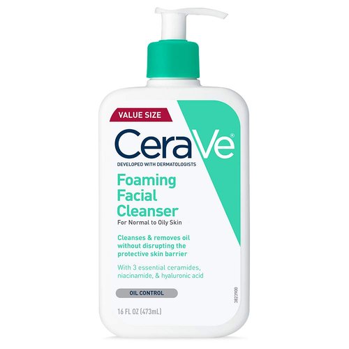 CeraVe Foaming Facial Cleanser - Daily Oil Control Face Wash with Hyaluronic Acid & Niacinamide | 16 Fl Oz