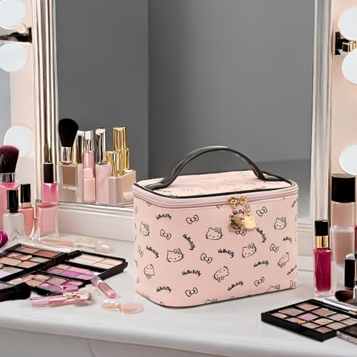 AmBealla Make up Bag Travel Cosmetic Bags Brush Holder Zipper Pouch Case Organizer Cute Organizer Suitable for Purse for Women (Black Bucket Bag)