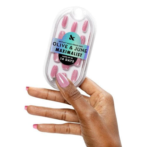 Olive & June Press-On Nails - Maximalist Instant Mani | 42 Non-Toxic, Long-Lasting Nails | Medium Coffin | Rose Velvet