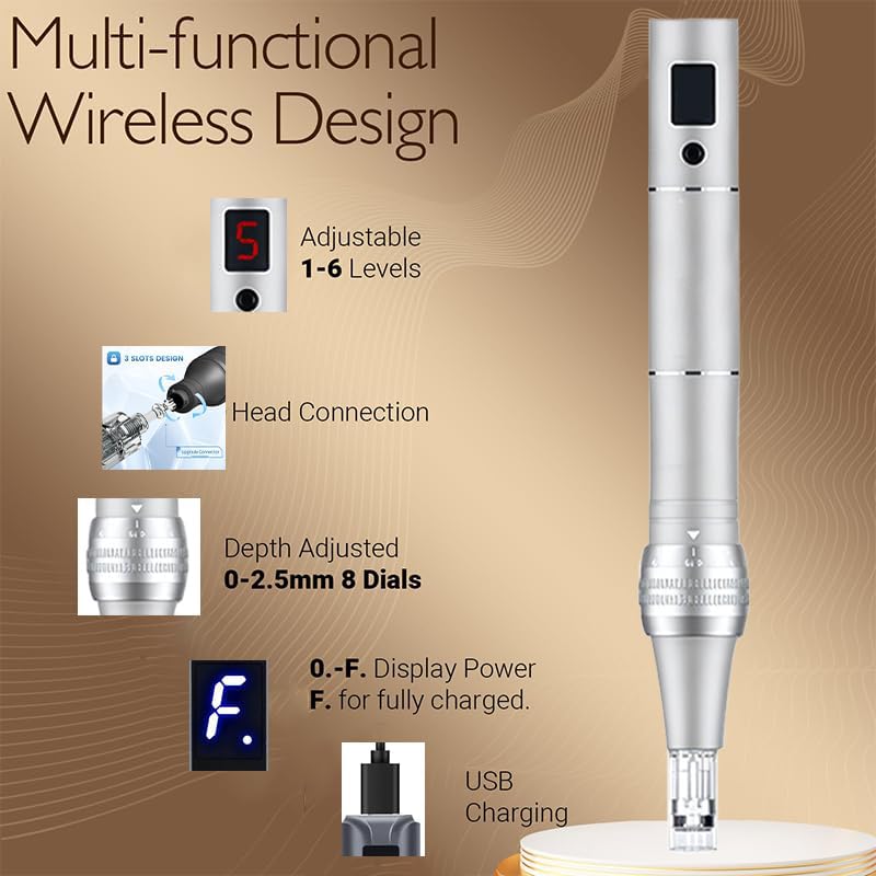 Microneedling Pen - Professional Microneeding 0.25 Mm Beauty Tools, Microneedles Roller Pen Grooming Tools For Women And Men