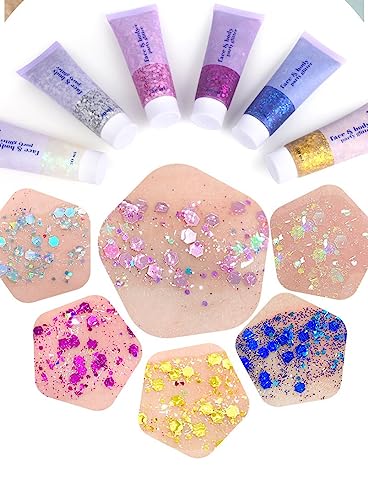 PAQIMAN Silver Hair Glitter,Sparkling Neon Outfit Party Holographic Sequins Paint Body Glitter Gel Makeup.(05# Silver)