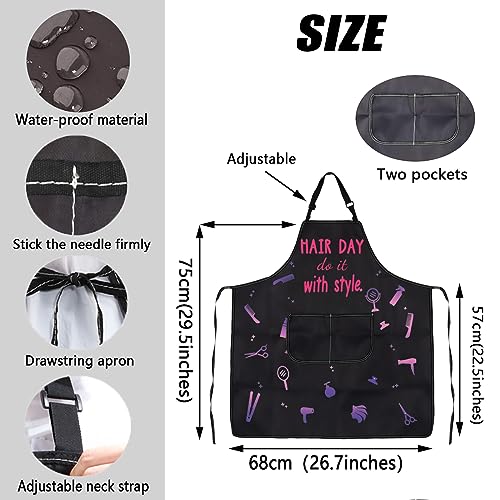 JXGZSO Hairstylist Apron with Pockets Hairdresser Salon Uniform Gift Cosmetologists Barber Salon Apron with Adjustable Neck (HAIR DAY Apron)