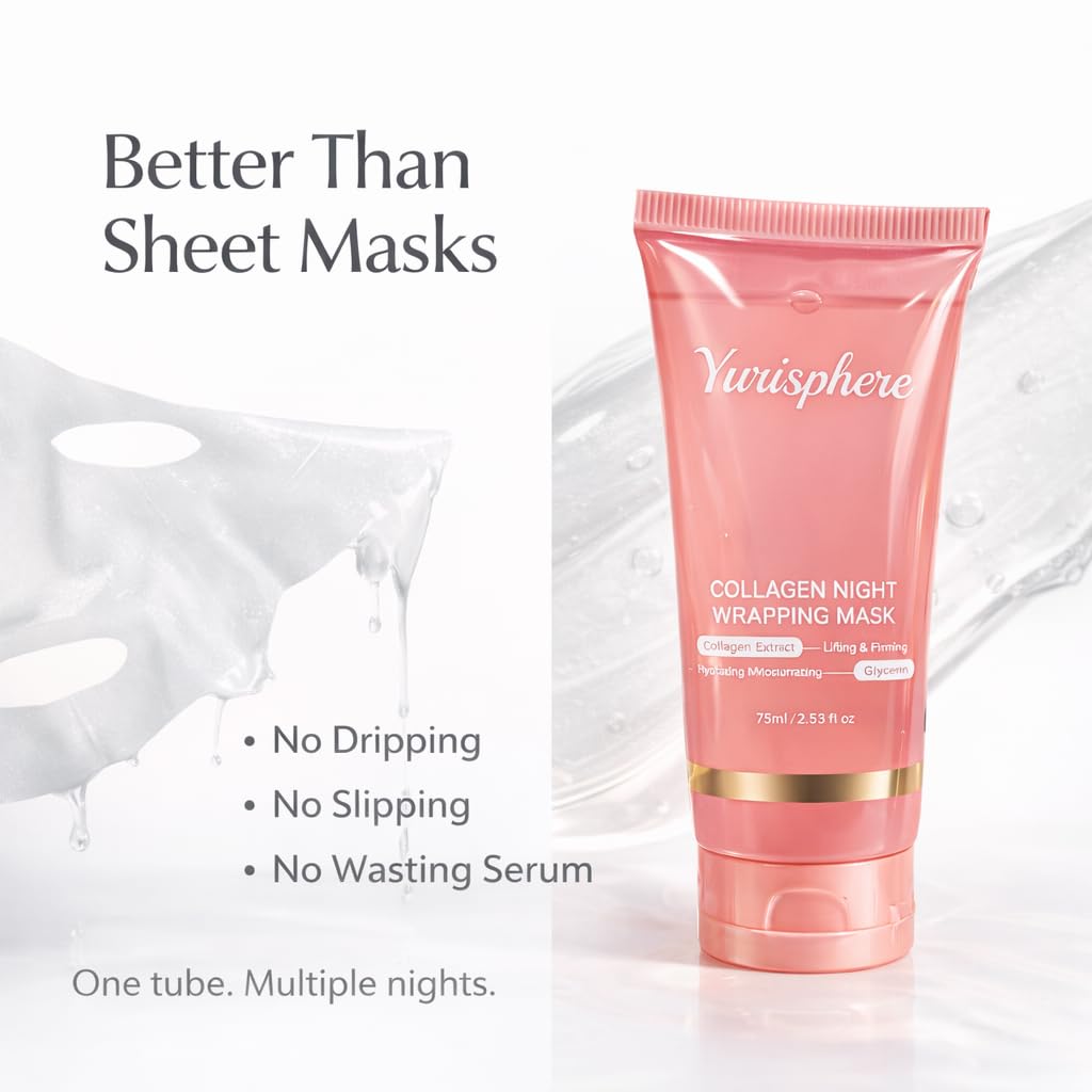 Skiennix Collagen Overnight Peel Off Face Mask - Deep Hydration & Pore Care for Glowing Skin | 1 Pack