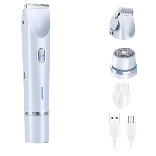 2 in 1 Electric Shaver for Women, Rechargeable Electric Shaver and Accessories, Wet and Dry Use Body Trimmer for Home (Blue)