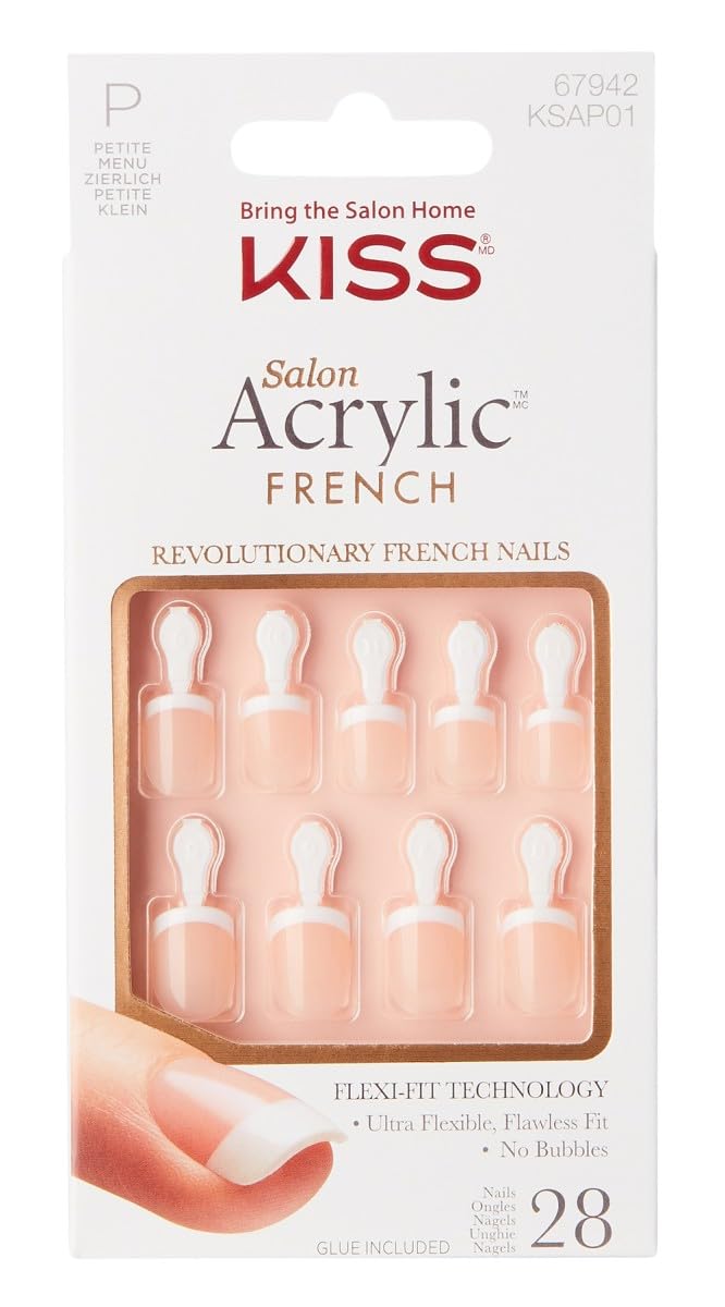 Kiss Salon Acrylic French 28 Count Petite Length Nude (Pack of 3)