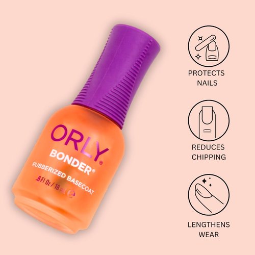 Orly Bonder - Rubberized Nail Polish Base Coat for Long-Lasting Manicures & Pedicures | Non-Toxic | 0.6 fl oz