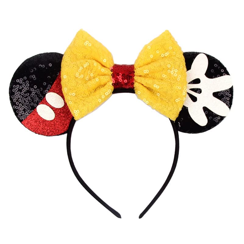 AQOKKA 1 Pcs Mouse Ears Headbands with Bow for Birthday Party, Hair Hoop Party Decoration Cosplay Costume Hair Accessories for Women & Girls