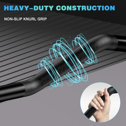 47" EZ Curl Bar Weight Lifting Bar, Standard Barbell Bar for Hip Thrusts/Squats/Lunges for Gym and Home, 1-inch Curling Bars for Weightlifting with 2 Star Collars (300lb Weight Capacity)