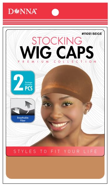 DONNA STOCKING WIG CAPS FOR WOMEN HAIR CAP, WIG HEAD, HAIR NET 2pcs 3PACK