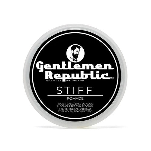 Gentlemen Republic Stiff Pomade - Lightweight Water-Based Formula for High Hold & Shine | 4oz