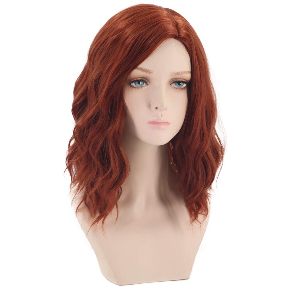 MAGQOO Dark Orange Wig Ginger Wig Short Curly Wavy Bob Wigs Women Girls Ginger Hair Wigs Synthetic Heat Resistant Halloween Cosplay Party Wig with Wig Cap