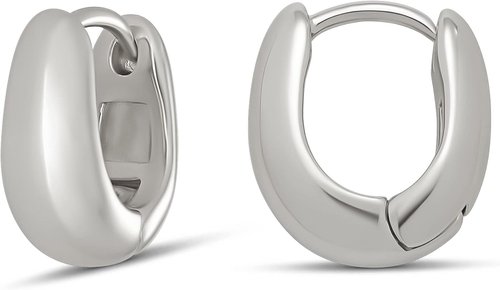 Amazon Essentials 14K Gold or Sterling Silver Plated Teardrop Huggie Hoop 12mm