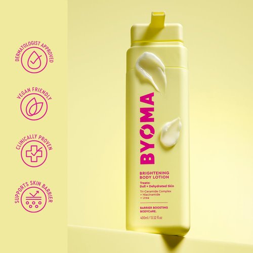 BYOMA Brightening Body Lotion - Creamy Moisturizer with Niacinamide & Urea - Evens Tone & Hydrates - 13.52 fl oz