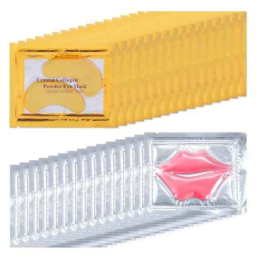 30 Pairs Lip Mask and Eye Mask, Collagen Crystal Under Eye Patches for Puffy Eyes and Dark Circles, Hangover Kit, Bachelorette Party Accessories, Sleepover Party Supplies for Girls, Cheer Gifts