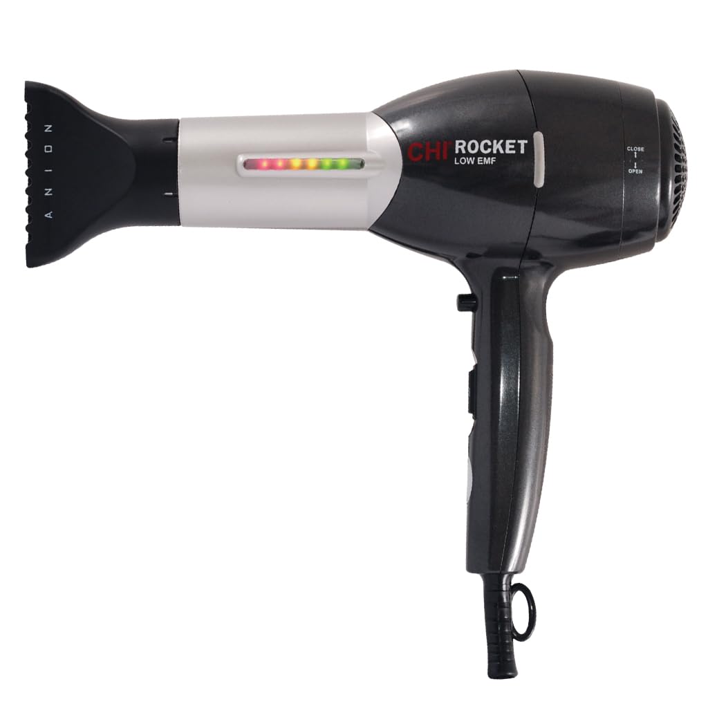 CHI Rocket Hair Dryer - Quick-Drying With Comb & Nozzle Attachment for Shiny, Frizz-Free Hair