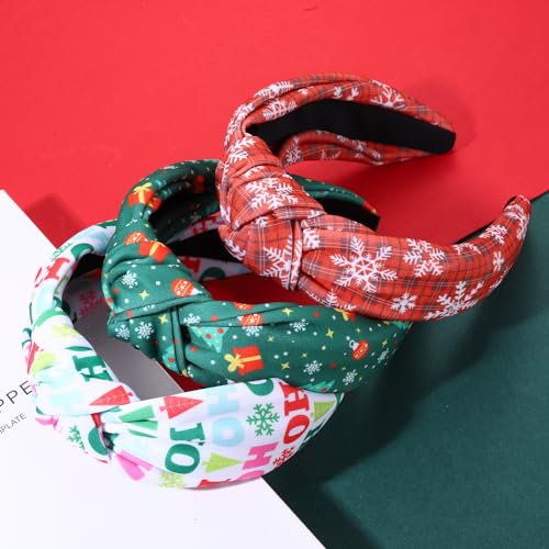 NVENF Halloween Christmas Thanksgiving New Year Headband for Women Festive Holiday Knotted Headband Hair Accessories Gifts (Christmas E)