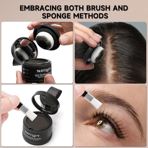 Mifeloy 2 Pack Root Cover Up Powder, Medium Brown - Long-lasting Gray Hair Root Concealer for Hairline, Beard Line, Eyebrow, Instantly Covers Thinning Grays, Touch Up Hair Color for Travel