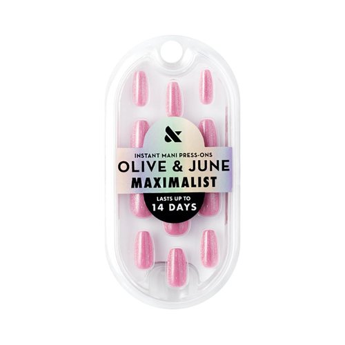 Olive & June Press-On Nails - Maximalist Instant Mani | 42 Non-Toxic, Long-Lasting Nails | Medium Coffin | Rose Velvet