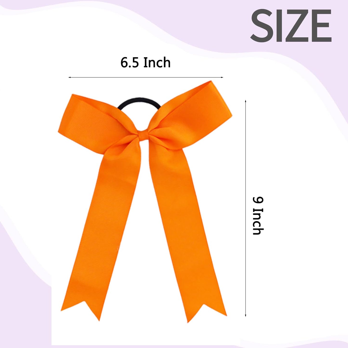 Hipcheer 20pcs Collegiate Style Cheer Bows for Girls, Long Tail Skinny Cheer Bow Ponytail Holder Handmade Bows for Girls Teens Softball Cheerleader Sports (Orange)