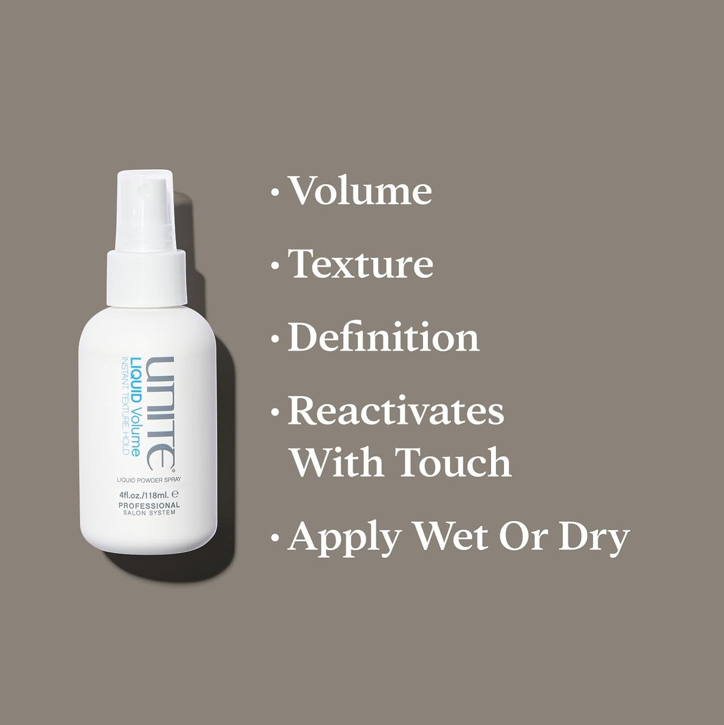 UNITE Hair Liquid Volume Spray - Wet-to-Dry Texturizing for Weightless Body & Matte Finish - 4 Fl Oz