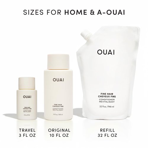 OUAI Fine Hair Conditioner - Volumizing Conditioner for Fine Hair Made with Keratin, Biotin and Chia Seed Oil - Adds Softness, Bounce and Volume - Free from Parabens, Sulfates, and Phthalates (10 Oz)