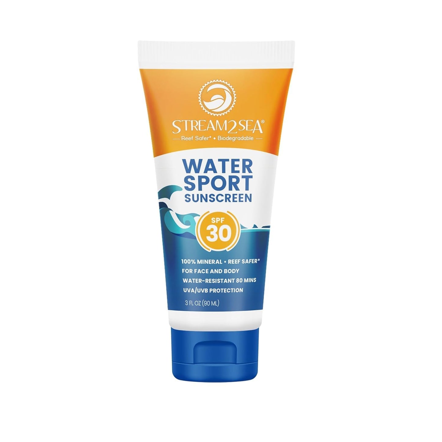 STREAM 2 SEA SPF 30 Biodegradable Mineral Sunscreen - Non-Greasy, Moisturizing, Reef Safe | 3 Fl Oz